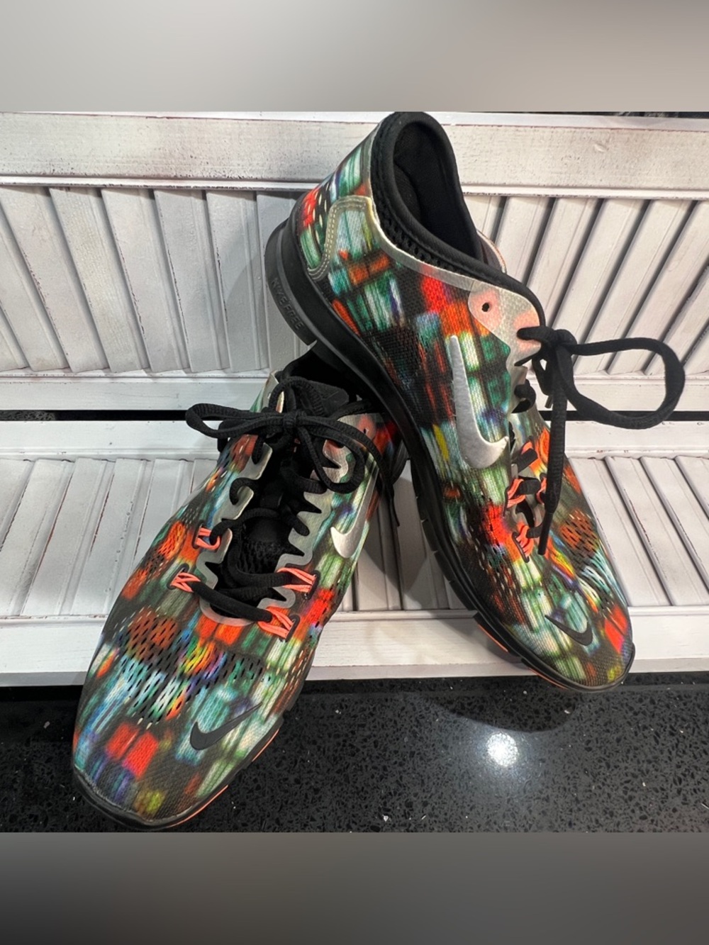 Nike Multicolor Mesh Running Sneakers with Black and Orange Accents